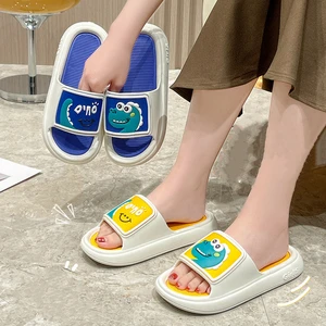 2022 New Cartoon Women Summer Slippers Cute Thick Soft Bottom Male Couple Home Indoor Non-Slip Bathroom Female Zapatillas Mujer