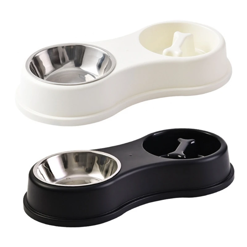 

270F Dog Bowls Stainless Steel Slow Feeding Dog Bowl with Nop-slip Stand 2 Dog Bowls for Water and Washable