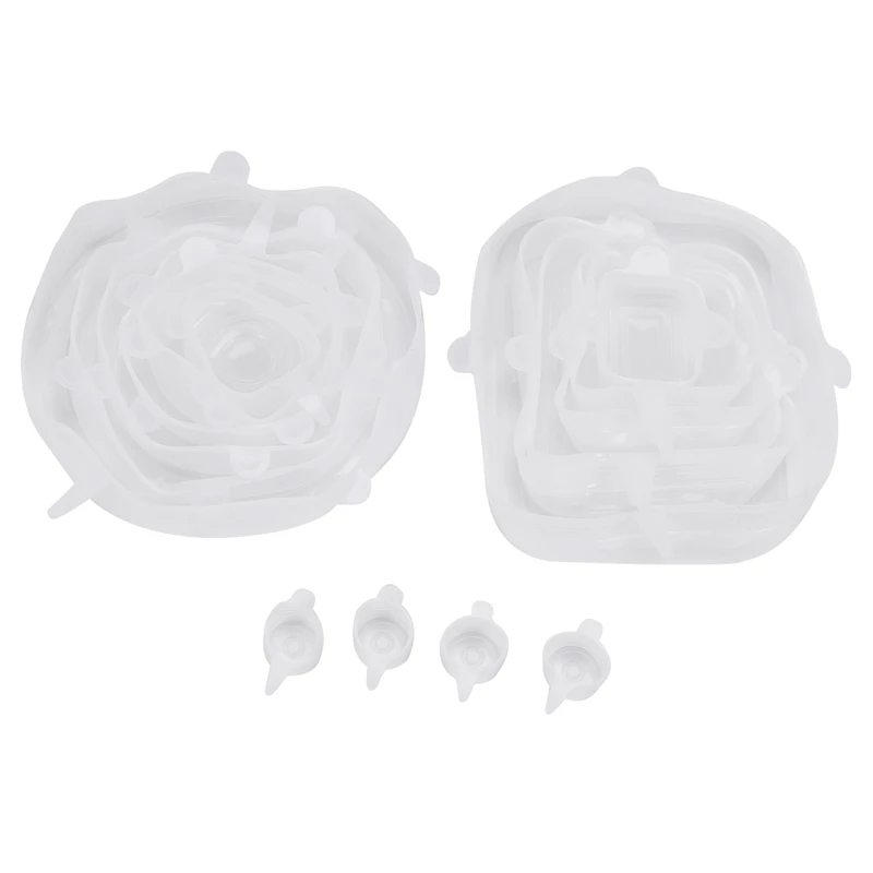 

Силиконовые растягивающиеся крышки, 16 герметичных волшебных Растягивающихся крышек для хранения и сохранения свежести продуктов, многора...