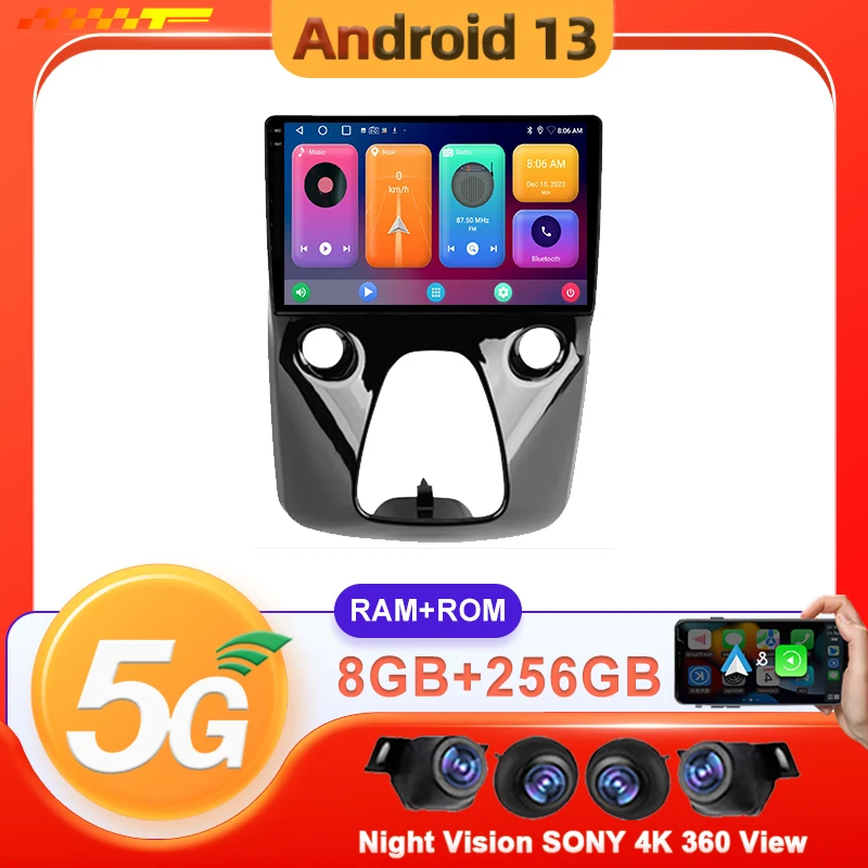 Автомагнитола для Peugeot 108 Toyota Aygo B40 2014-2021 видеомагнитола мультимедийная навигация