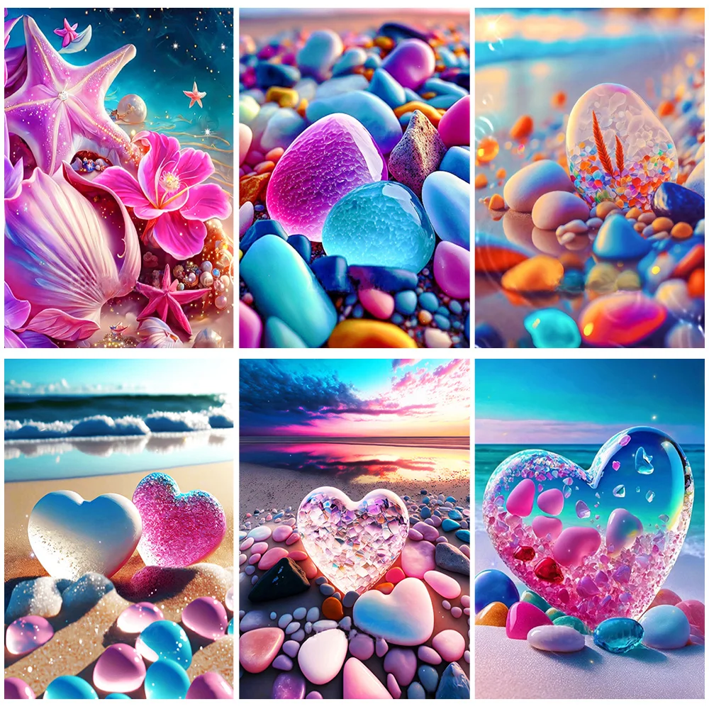 

Miaodu DIY 5D Diamond Painting Love Stone Seaside Scenery Diamond Mosaic Embroidery Cross Stitch Kits Handmade Home Decor