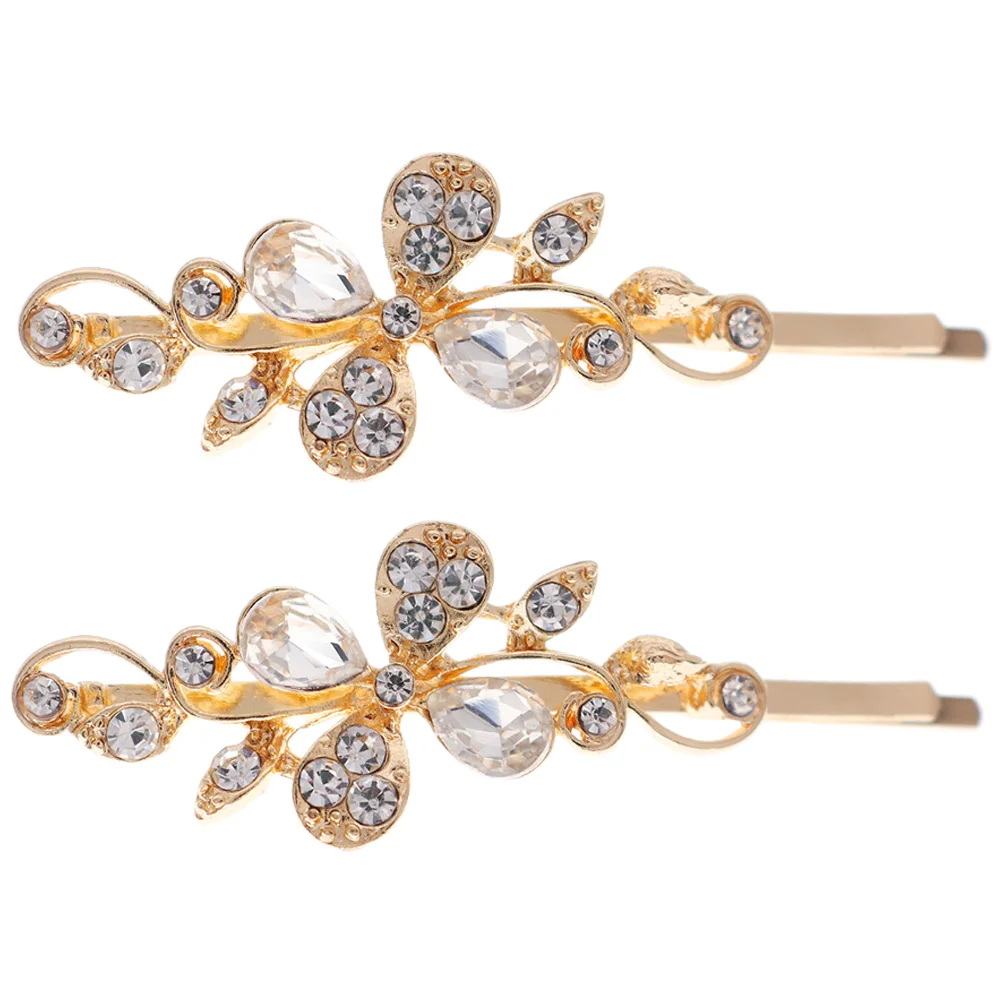 

2 Pcs Bridal Hairpin Bobby Accessories Women Wedding Deyer Modeling Jewelry Rhinestones Clips Styling Bride