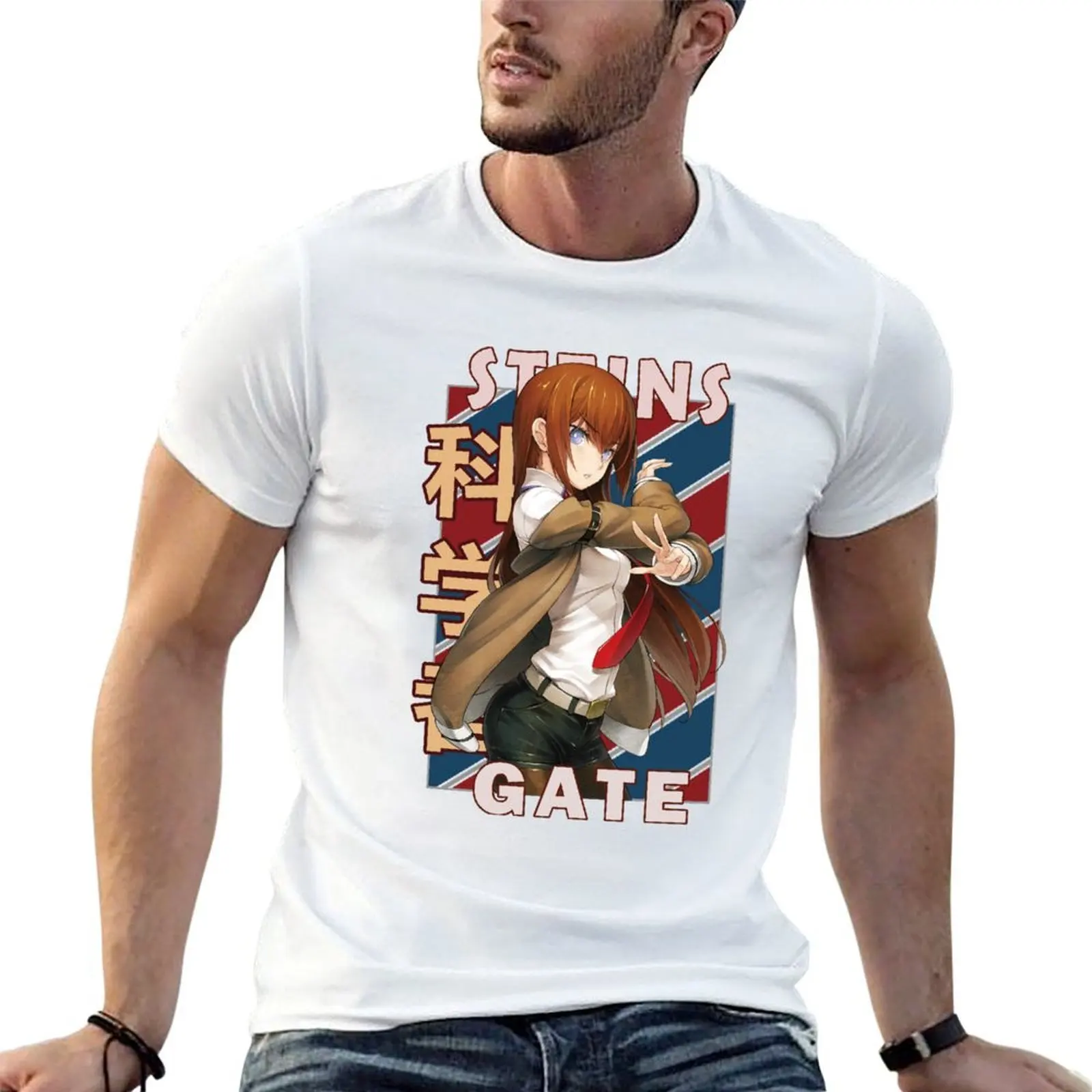 Фото Футболка с дизайном аниме Kurisu Makise Steins Gate Shutainzu Gēto Zero, спортивная быстросохнущая футболка для мужчин №1