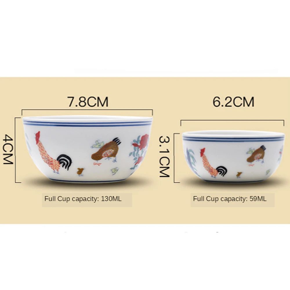 Цветная куриная чашка чайная Цзиндэчжэнь одна керамическая ручная работа даминг