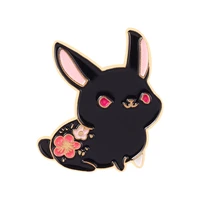 cute rabbit with flowers fashionable creative cartoon brooch lovely enamel badge clothing accessories