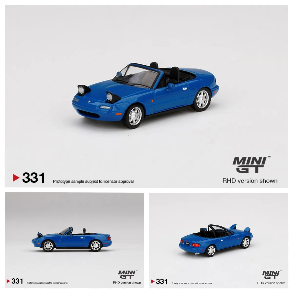 

MINI GT 1/64 Mazda Miata MX - 5 blue Headlight Up LHD model car