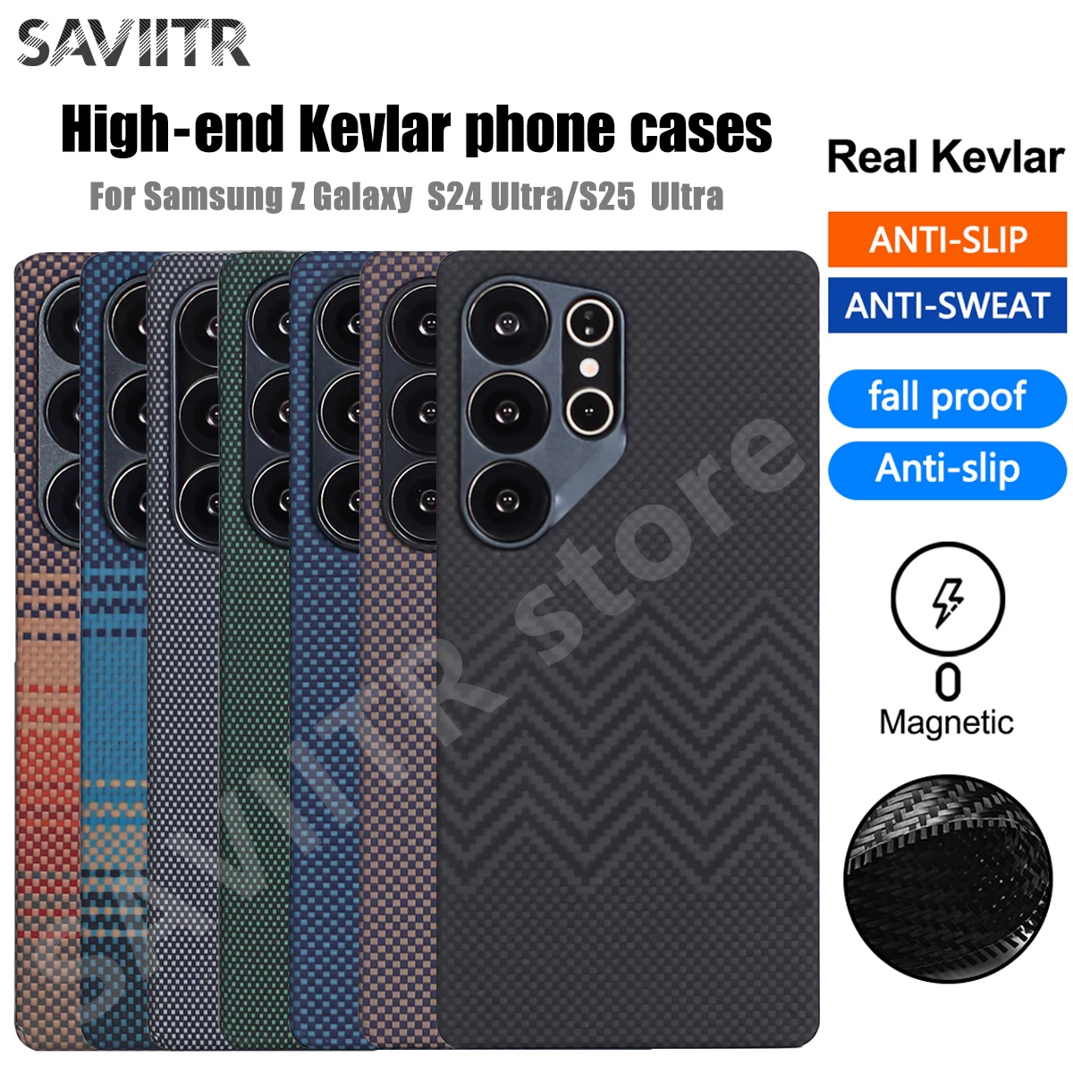 Фото Кевлар для Samsung Galaxy S24Ultra, чехол для телефона из магнитного арамидного волокна, чехол из настоящего углеродного волокна для Samsung Galaxy S25Ultra, роскошный чехол №1