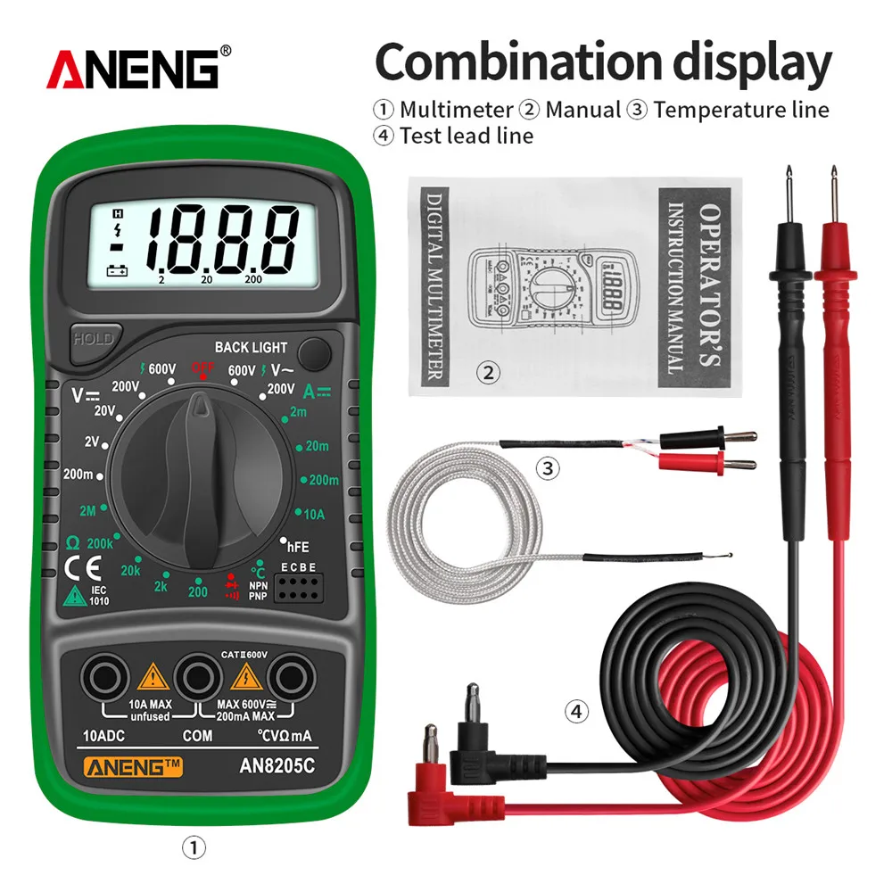 

ANENG AN8205C Digital Multimeter 19999 Counts True Rms Multimeter Transistor Tester Voltimetro Profesional Capacitance Meter