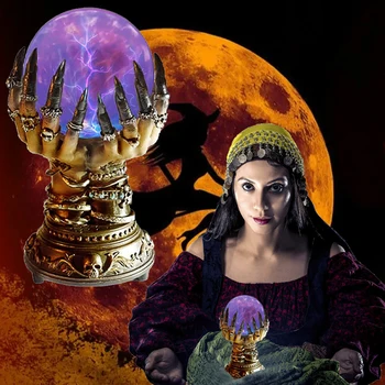 Witch Crystal Ball Halloween Decor Glowing Crystal Ball Plasma Ball Deluxe Magic Skull Finger Ball Spooky Fortune Telling Ball 1