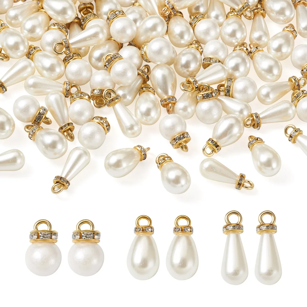 

120Pcs Imitation Pearl Charms Round Acrylic Plastic Teardrop Round Pendants For Necklace Bracelet DIY Earrings Jewelry Making