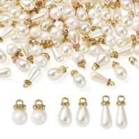 120pcs imitation pearl charms round acrylic plastic teardrop round pendants for necklace bracelet diy earrings jewelry making