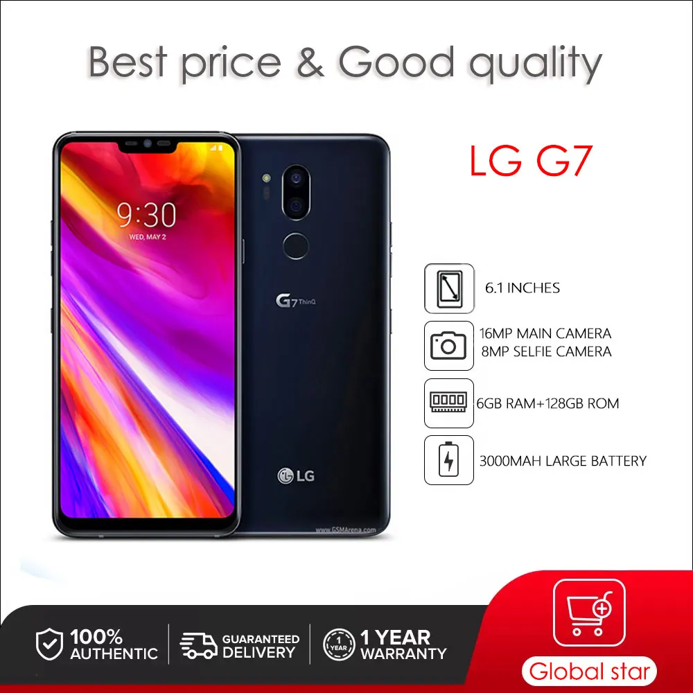 

LG G7 ThinQ G710 Dual Sim Refurbished Original Unlocked 6.1 inches Cellphone 4GB 64 ROM 16MP Camera free shipping