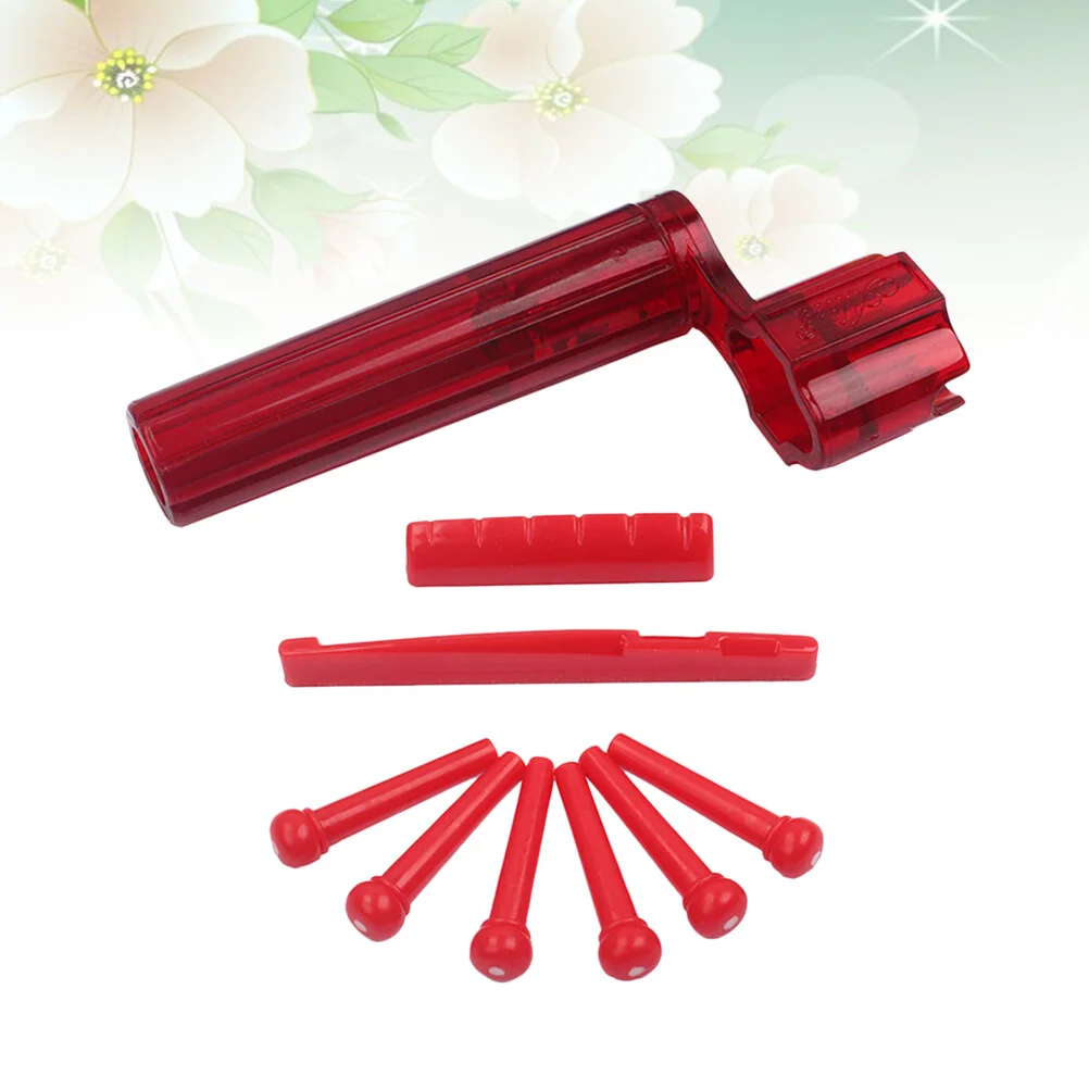 

1G08 Plastic Replacement Bridge Saddle Nut Spring Winder for Guitar (Red)