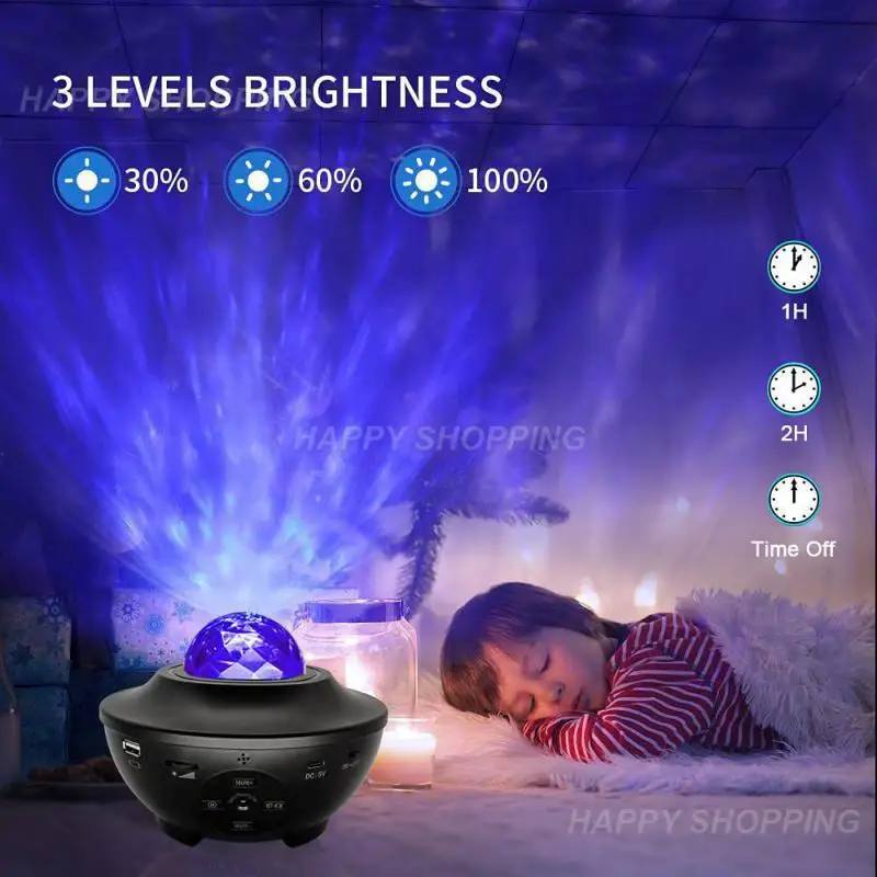 

LED Star Galaxy Projector Starry Sky Night Light Built-in -Speaker For Home Bedroom Decoration Kids Valentine's Daygift