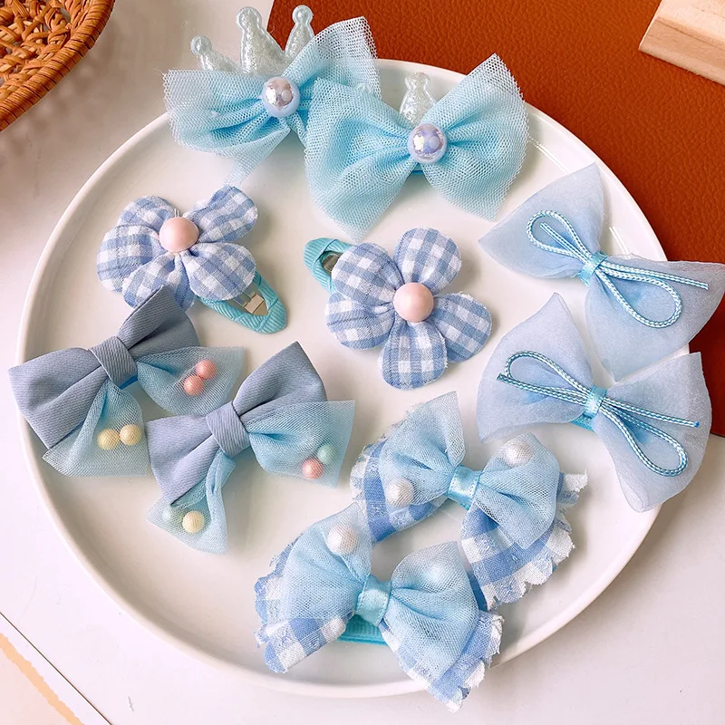 10 шт. милые тканевые сетчатые заколки для волос с бантом Цветочные универсальные