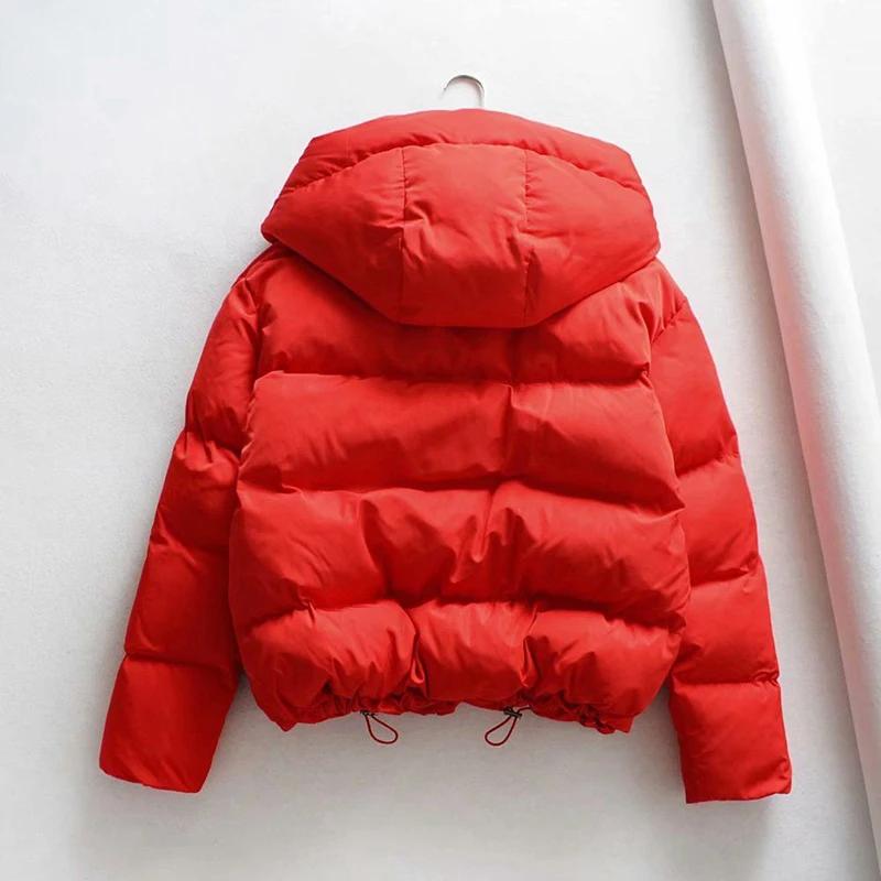 Women Warm Down Jackets Coats Thicken Casual Puffer Jacket Cotton Padded Winter Hooded Parkas Female Short Solid Color Overcoat