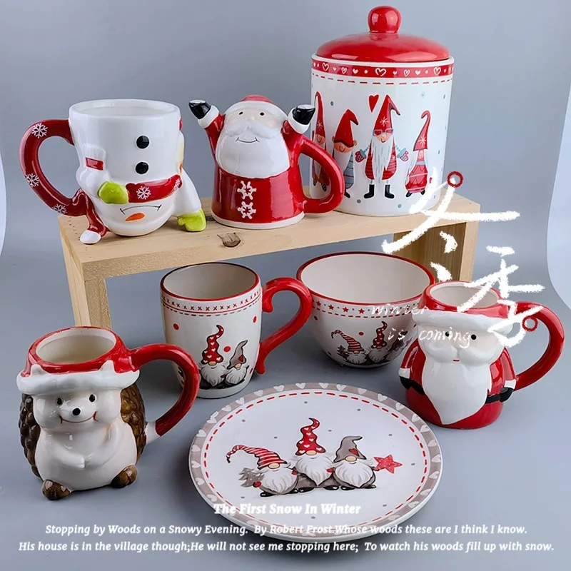 

Ceramic Christmas Mug Creative Cute Cartoon Snowman Santa Claus Cup Cute Coffee Cup Household Water Cup