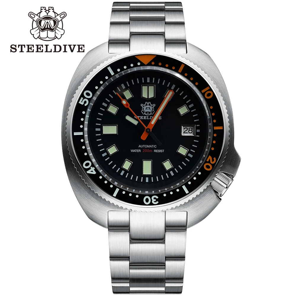 

SD1970C STEELDIVE Brand New Arrival Black Dial Super Luminous 43.8mm 200m Waterproof Classic NH35 Automatic Mens Dive Watches
