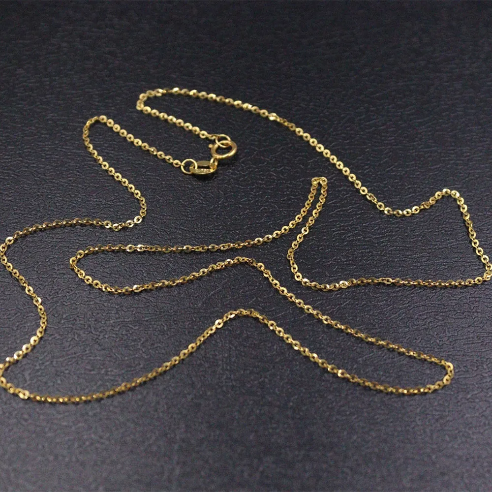 Au750 Настоящее твердое женское ожерелье из желтого золота 18 карат 1 мм Вт O Rolo Chain Link