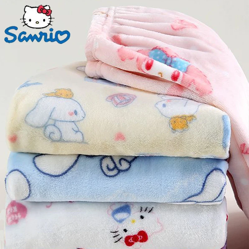 

Sanrio Kawaii Hello kitty Mymelody пижамные штаны Cinnamoroll Kuromi Pachacco плюшевые Фланелевые штаны для дома женские зимние брюки для сна