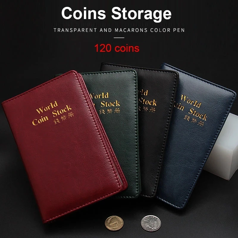 

120 Coins Collection Album Money Coin Storage Tokens Medallions Badges Book Storage Holder Special Design Collection Penny Caps