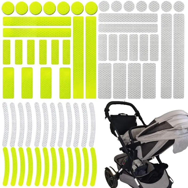

66pcs Universal Reflective Warning Stickers Bike Motorcycle Truck Car Night Safety Driving Reflector Strips Tapes Signs