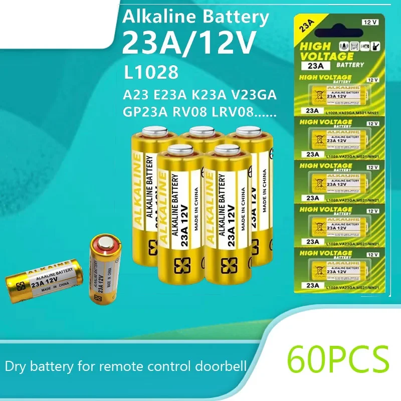60 шт. Щелочные батарейки 12 В 23 А A23 23GA A23S E23A EL12 MS21 V23GA L1028 GP23A LRV08 Сухая батарея для