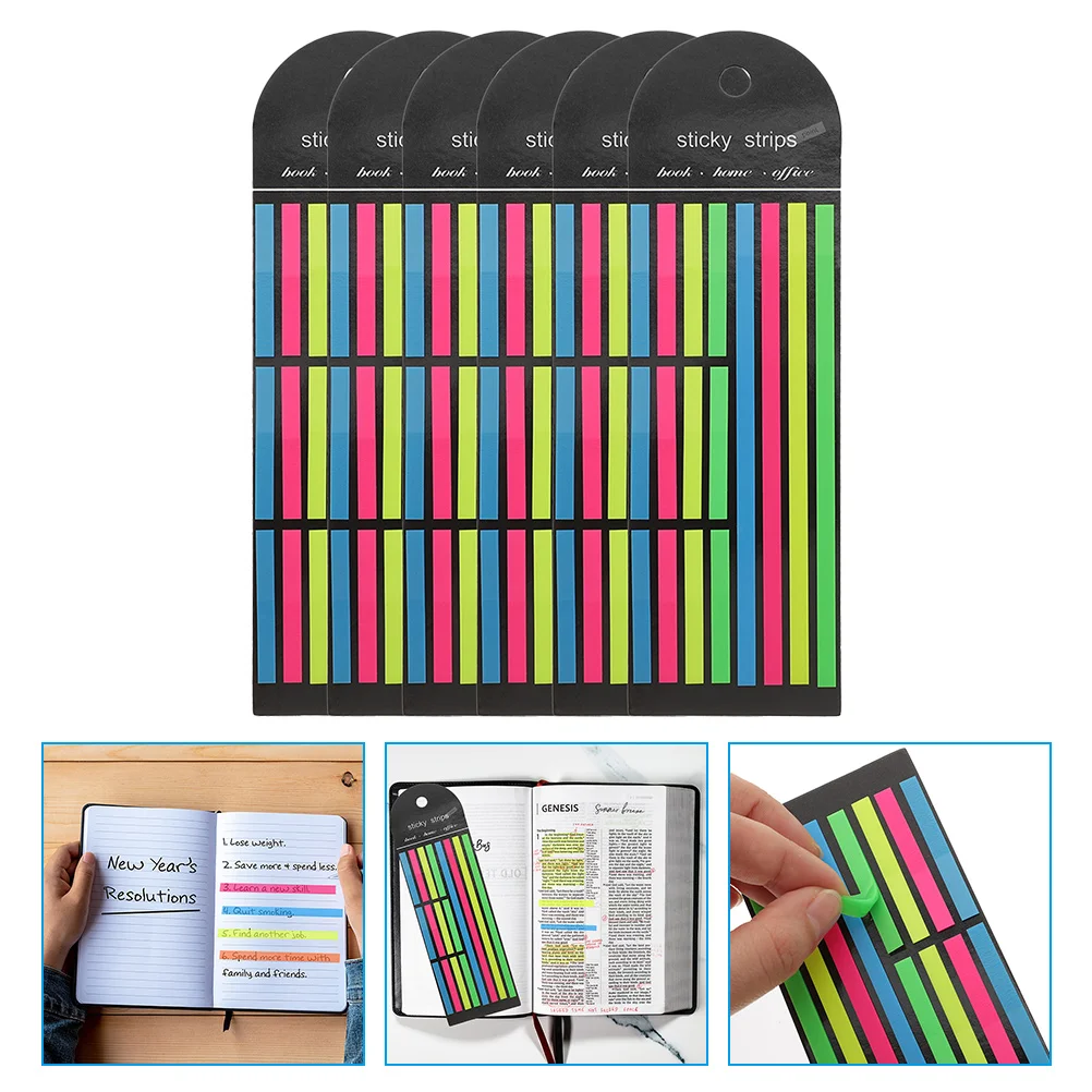 6 Pcs Annotating Color Highlighters Thin Highlight Strips Flags Tabs Page Marker Tabs Neon Clear Sticky Tabs Colored Labels