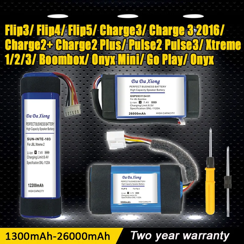 

DaDaXiong Speaker Battery For JBL Charge Flip Clip Pulse Xtreme 2 3 4 5 Boombox1 For Harman Kardon Go Play Onyx Mini Bateria