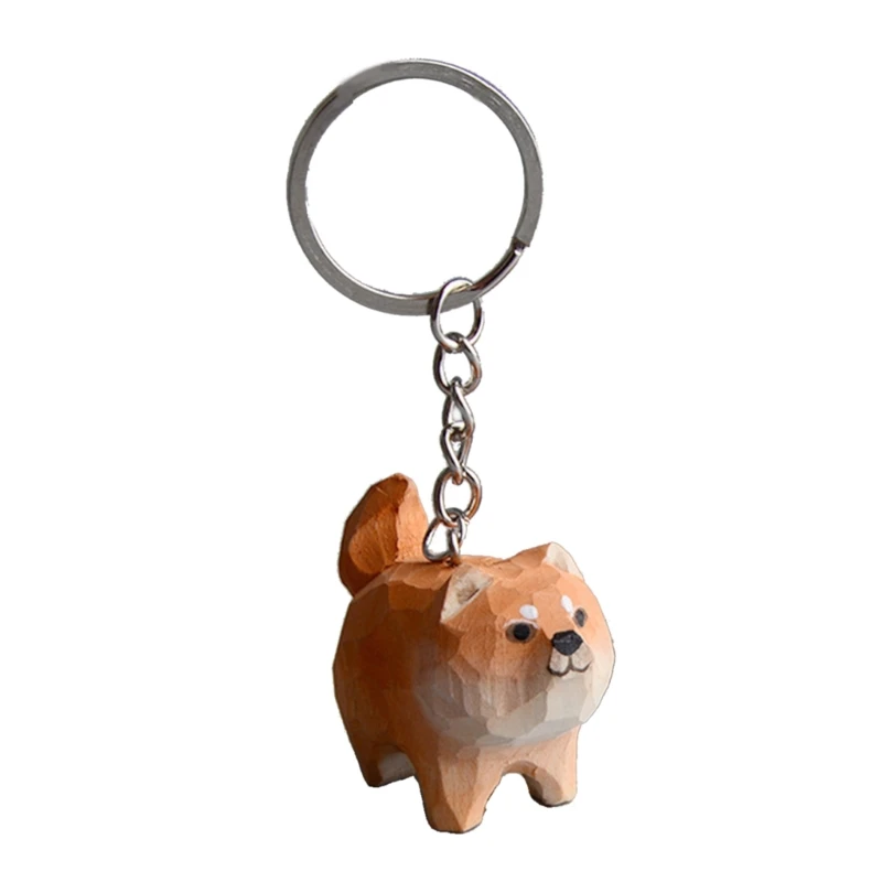 

Cartoon Dog Chain Hand Carved Wooden Backpack Car Pendant Animal Charm Keyring for Kids Bag Purse Backpack Handbag