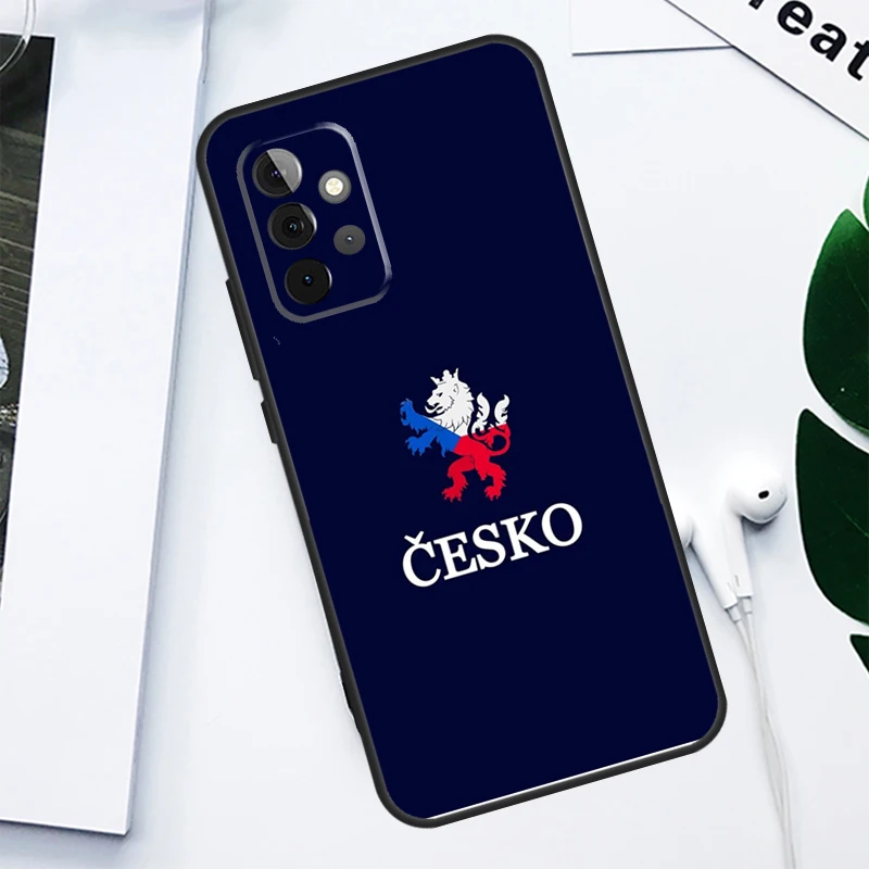 Чехия с флагом для Samsung Galaxy A34 A54 A14 A55 A35 A15 A53 A33 A13 A05 A06 A16 A22 A32 A52 Чехол телефона