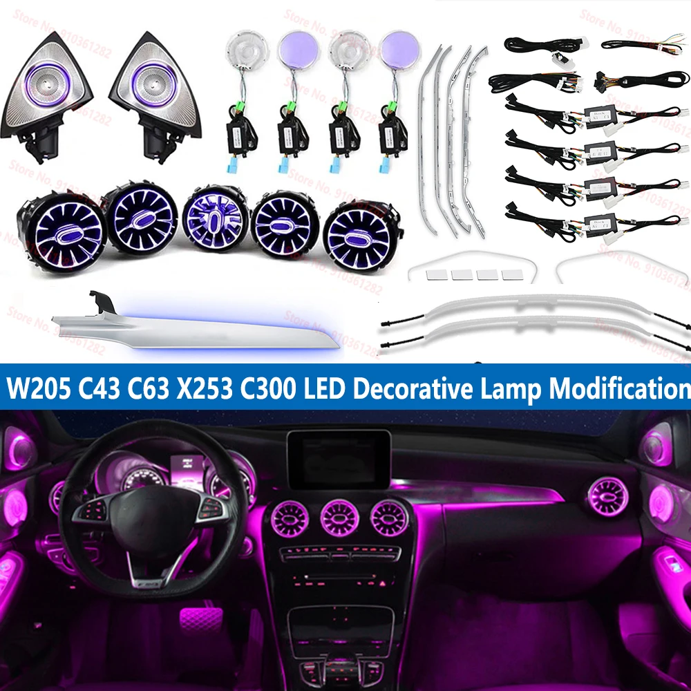 

3/12/64 Colors ambient light front rear air vent neon lamp footlight door trim atmosphere light for c glc w205 x253 2014-2021