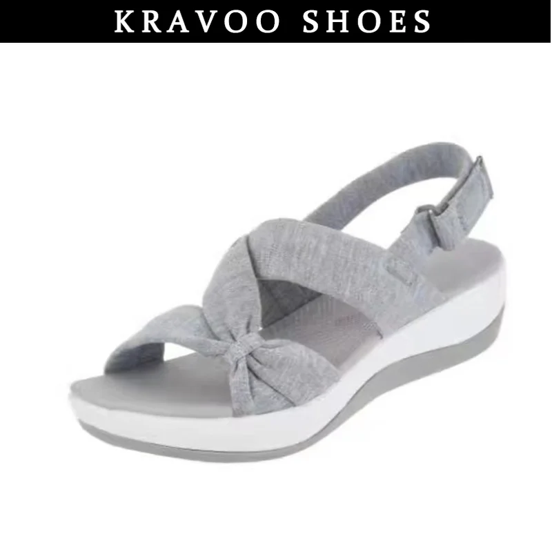 

KRAVOO Women Shoes Roman Peep Toe Female Sandals Beach Ladies Slippers Platform Wedges Hook and Loop 35-43 Sandals Summer 2023