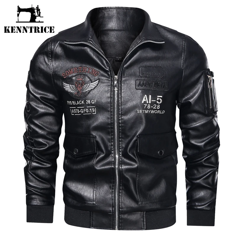 

Kenntrice 2022 Men Biker Jackets Fleece PU Leather Motorcycle Thick Outerwear Men's Winter Warm Fashion New Trend Coat Clothes