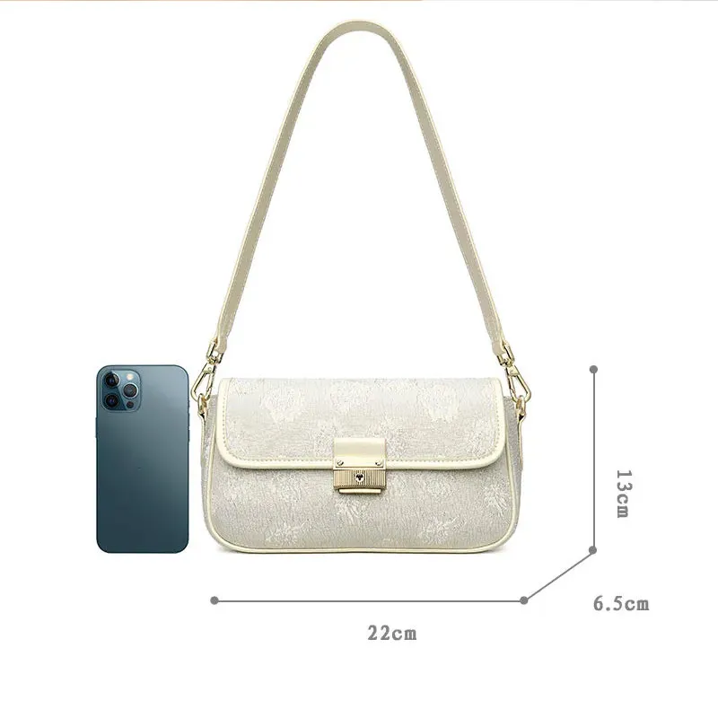 Oblique small bag female 2023 new qp100 fashion women's bag shoulder bag Chinese style white collar small square bag
