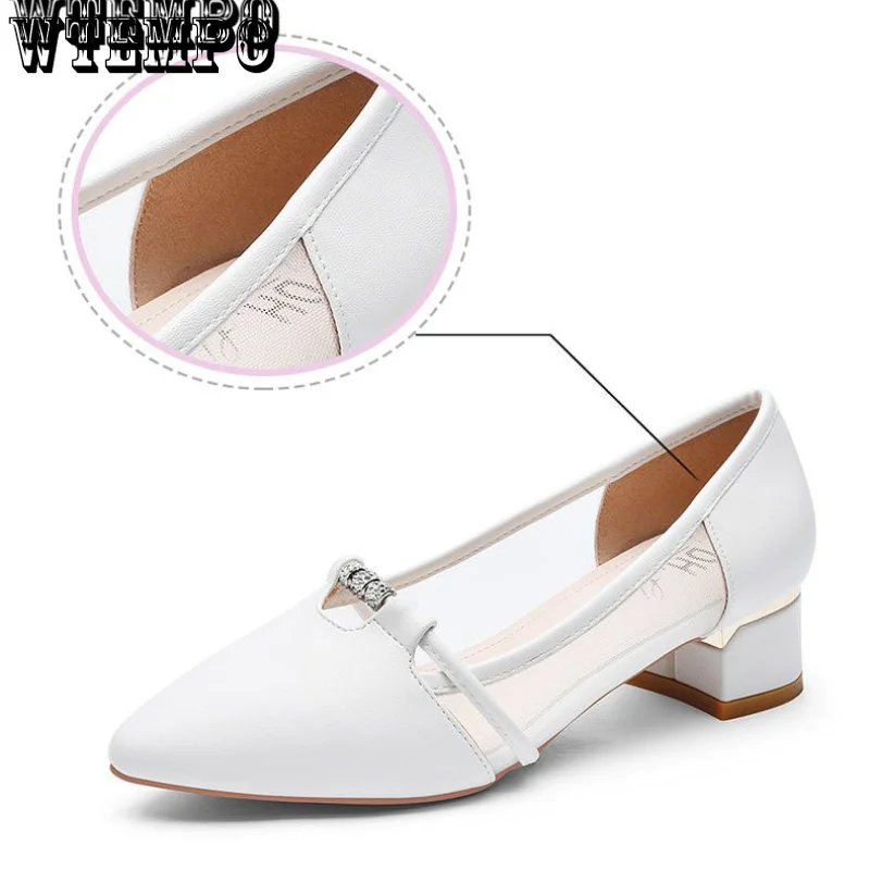 WTEMPO Fashion Woman Sandals Sweet Slip on Heel Pumps for Ladies Casual Shallow Mouth Pointed Toe Comfort Shoes Dropshipping