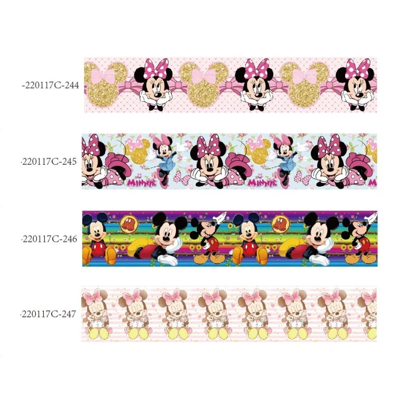 

Disney Mickey Minnie Mouse Ribbon Printed Cartoon Grosgrain Ribbon for Hairbows DIY 10yards Craft Supplies Handmade Materials
