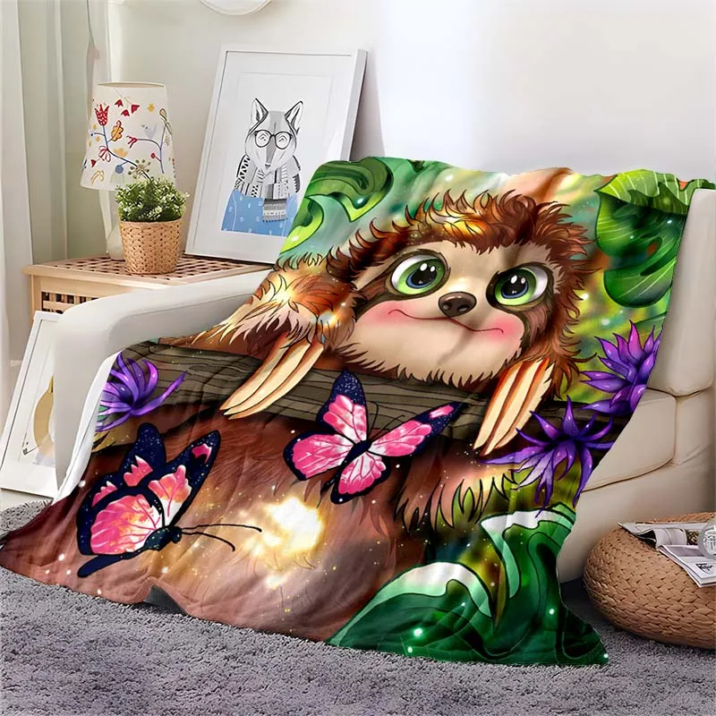 

Flannel Throw Blanket Soft Warm Cute Animal for Home Sofa Beds Decor Kids Adults Camping Picnic Gifts 3D Funny Monkey Pattern