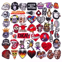 punk animal patch rock biker embroidered patches on clothes stripe skull love badge iron on patches for clothing stickers diy