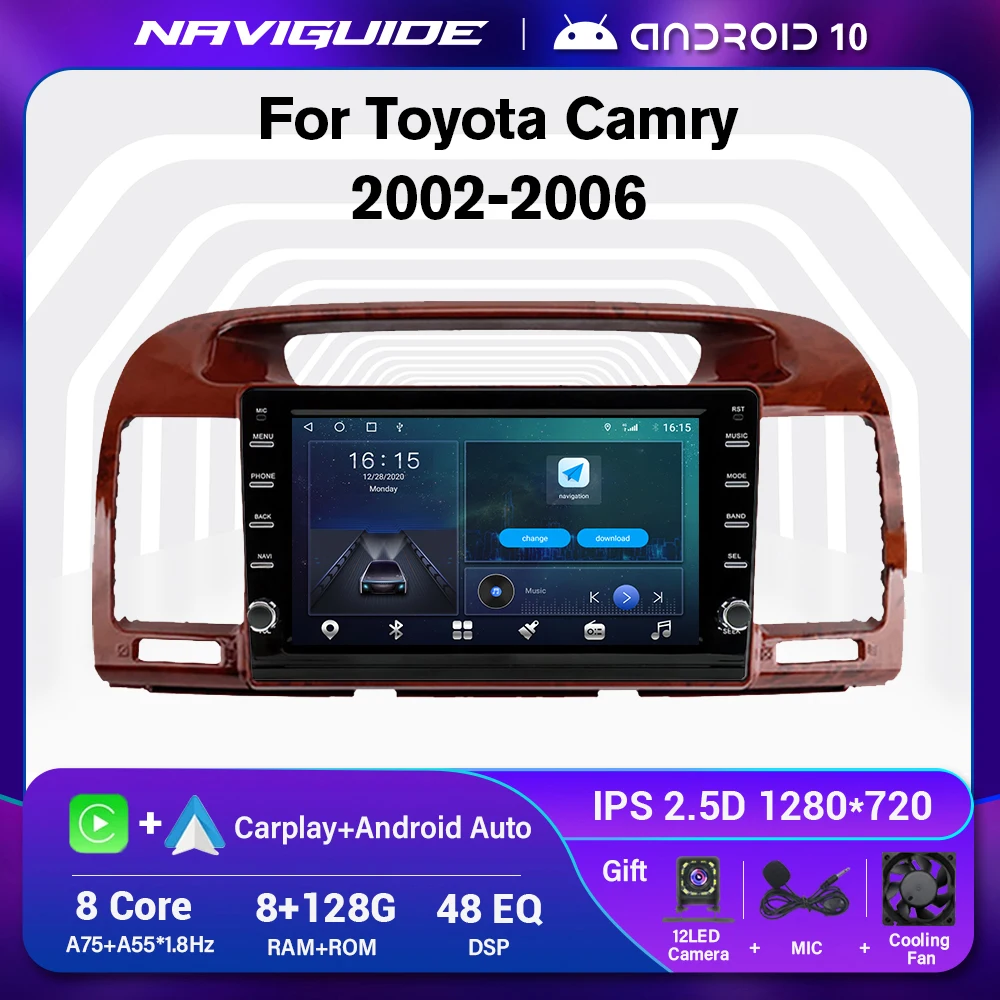 

NAVIGUIDE 2din Car Radio For Toyota Camry V30 2002-2006 Android Navigation GPS Auto Radios Carplay Multimedia Player No 2din DVD