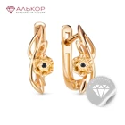 Женские серьги 2021 тренд из позолоченного серебра 925 пробы с 2 бриллиантами. Коробочка в подарок!