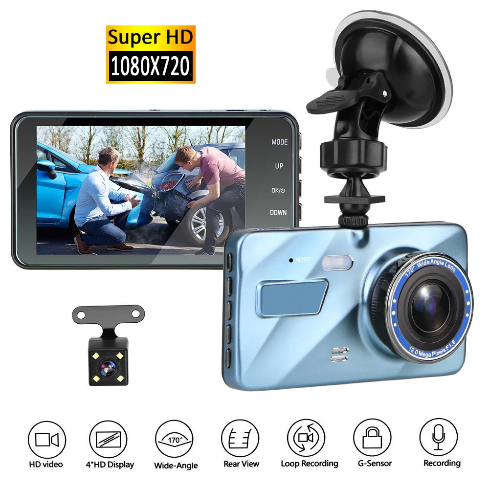 

Auto DVR Recorder DashCam Car DVR With Rear View Camera Dash Cam 3.6" HD Video Recorder Dual Lens Cycle Recording Night Vision