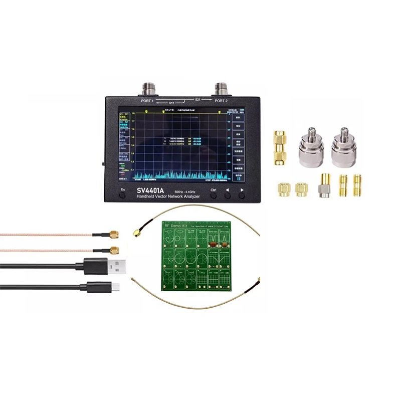 

SV4401A 7-дюймовый сенсорный ЖК-дисплей 50 кГц-4,4 ГГц Векторный анализатор сети HF VHF UHF антенный анализатор обновление Nanovna с комплектом RF