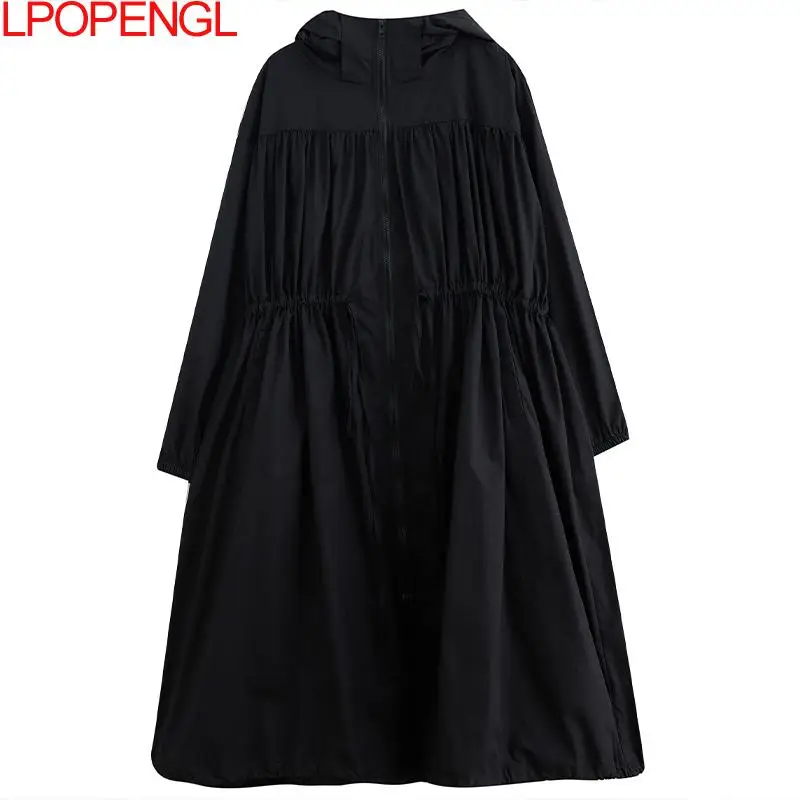 Ветровка Женский тренчкот Новинка Осень 2022 черное повседневное модное пальто