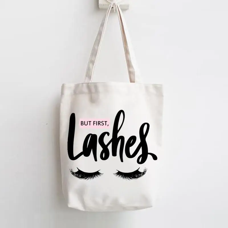 

Print Shopper Handbags Shoulder Canvas Bags Casual Eye Lashes 90s Trend Cute Shopping Girls Women Elegant Trend Cute Tote Bag