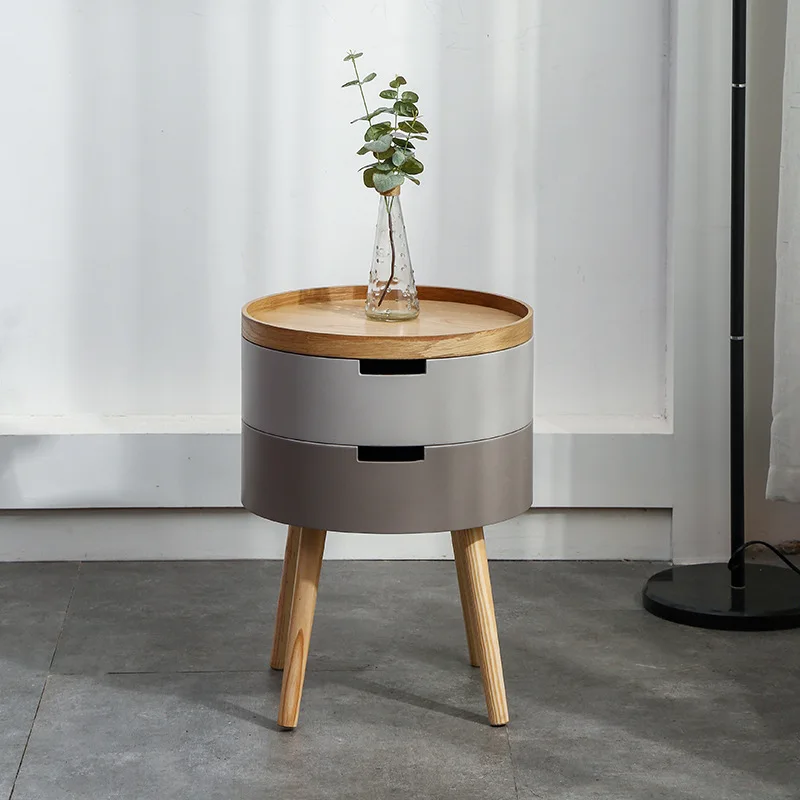 

Многофункциональный креативный журнальный столик из твердой древесины в скандинавском стиле, простой угловой столик для дивана, круглый столик, коробка для хранения, концевые столы, стол