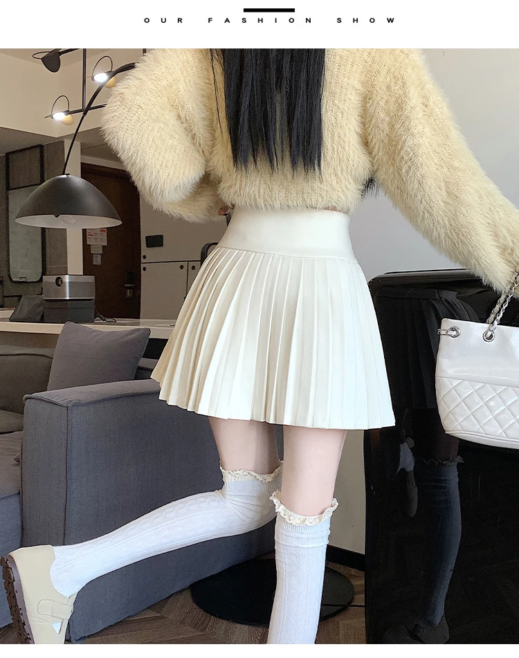 Женская винтажная плиссированная юбка повседневная шерстяная с высокой талией в