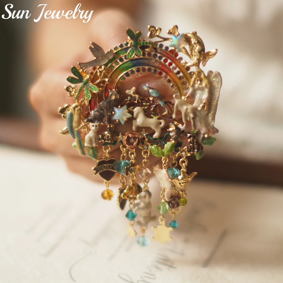 Брошь ручной работы в форме радуги животного эмалированная брошь ангела птицы