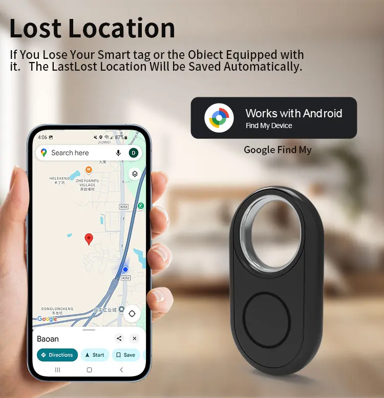 Трекер для устройств Samsung с поддержкой Android через приложение Google Find My, глобальный GPS-локатор, защита от потери, умный брелок (art.: 3920d7eff117a) - 3920d7eff117a