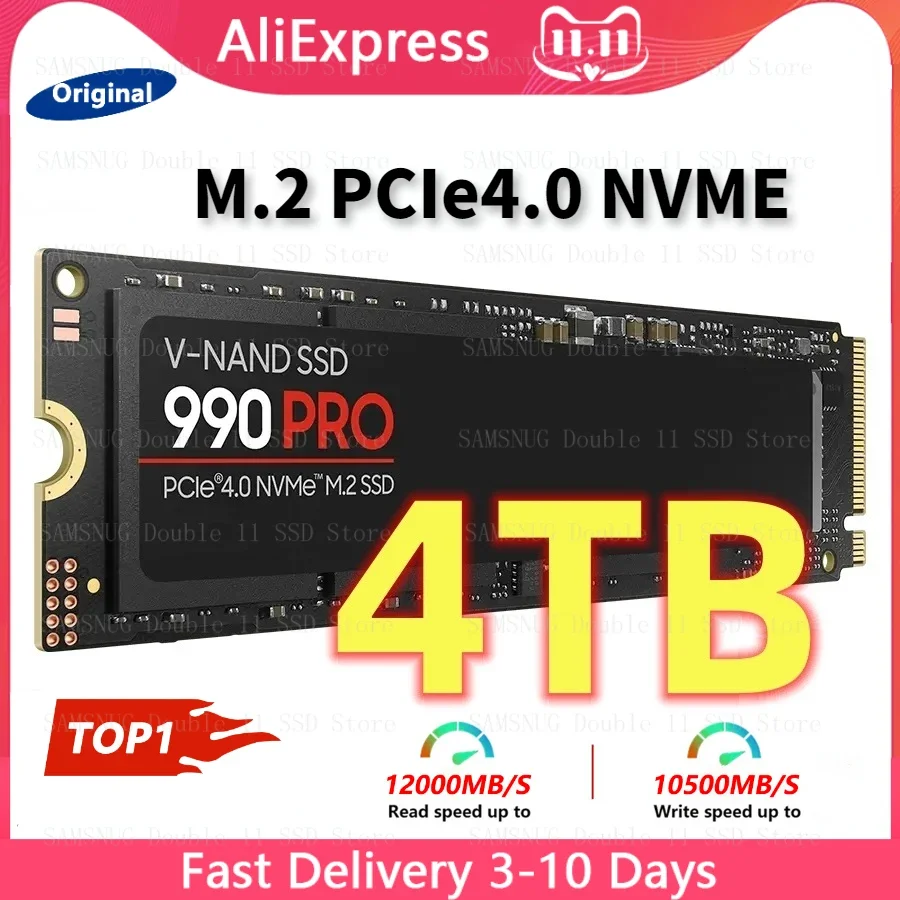 

990 PRO 4TB 2TB 1TB M.2 2280 SSD PCIe4.0 NVMe Gaming Internal Solid State Hard Drive Up To 12000MB/s for PS5 Laptop Desktop